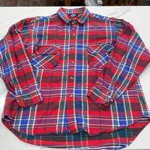 Vintage Woolrich Flannel Shirt USA Made Red Plaid 1970s–80s Heavyweight Cotton